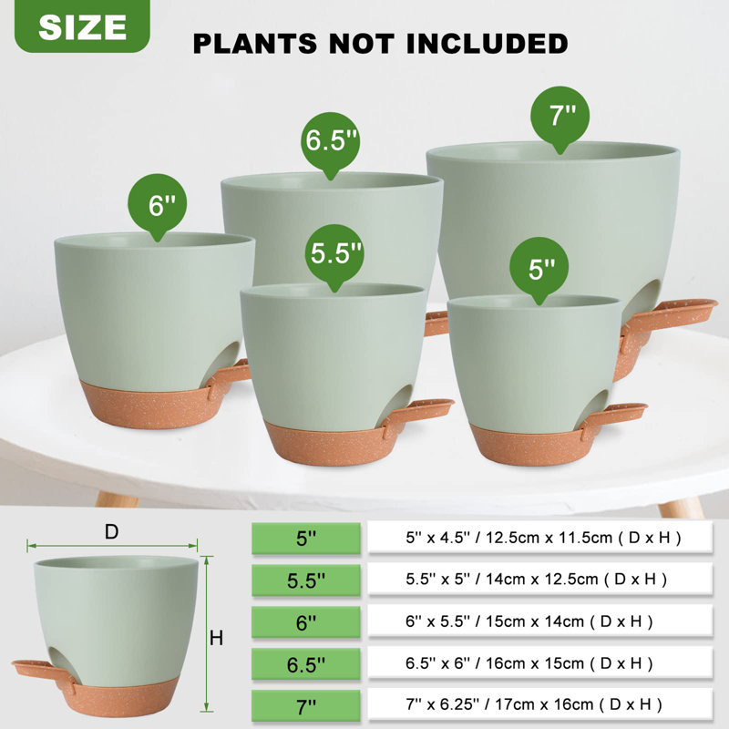 Pots de plantes auto-arrosants d'intérieur, Vert/brun