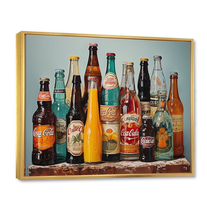 Pop Art 1950S Cocktail Emotion V - Food & Beverage Canvas Prints, H 24 po x l 32 po x P 1 po, Cadre flottant doré