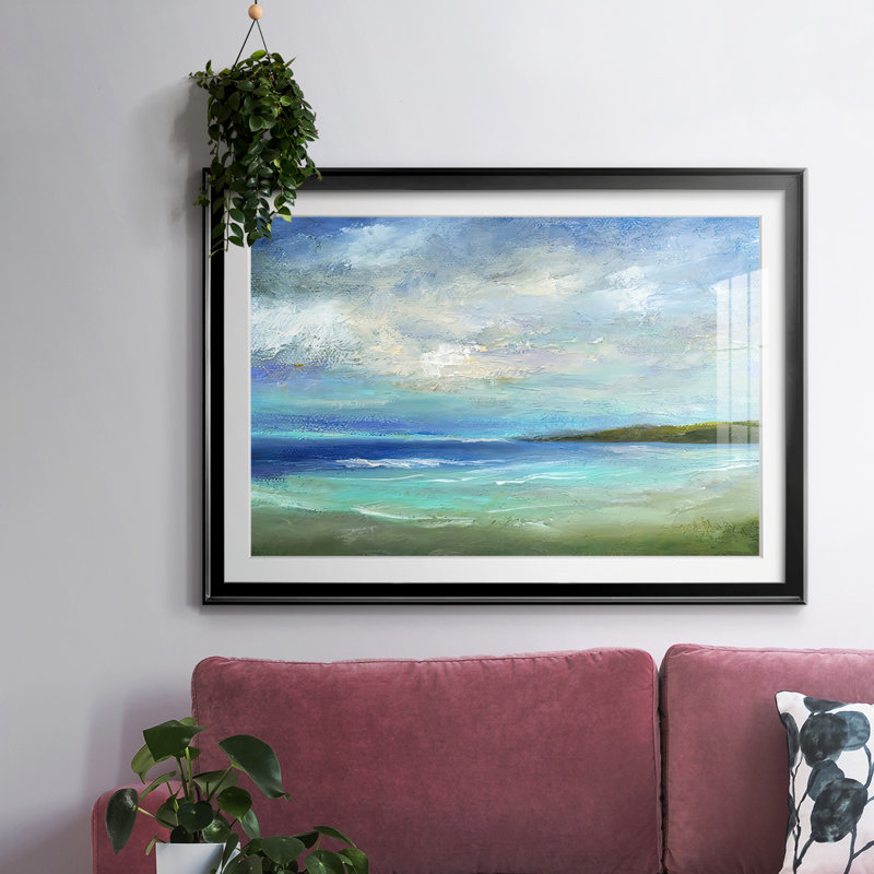 Island Inlet - Cadre encadré avec cadre biseauté et verre, H 30 po x l 44 po x P 1,5 po, Noir