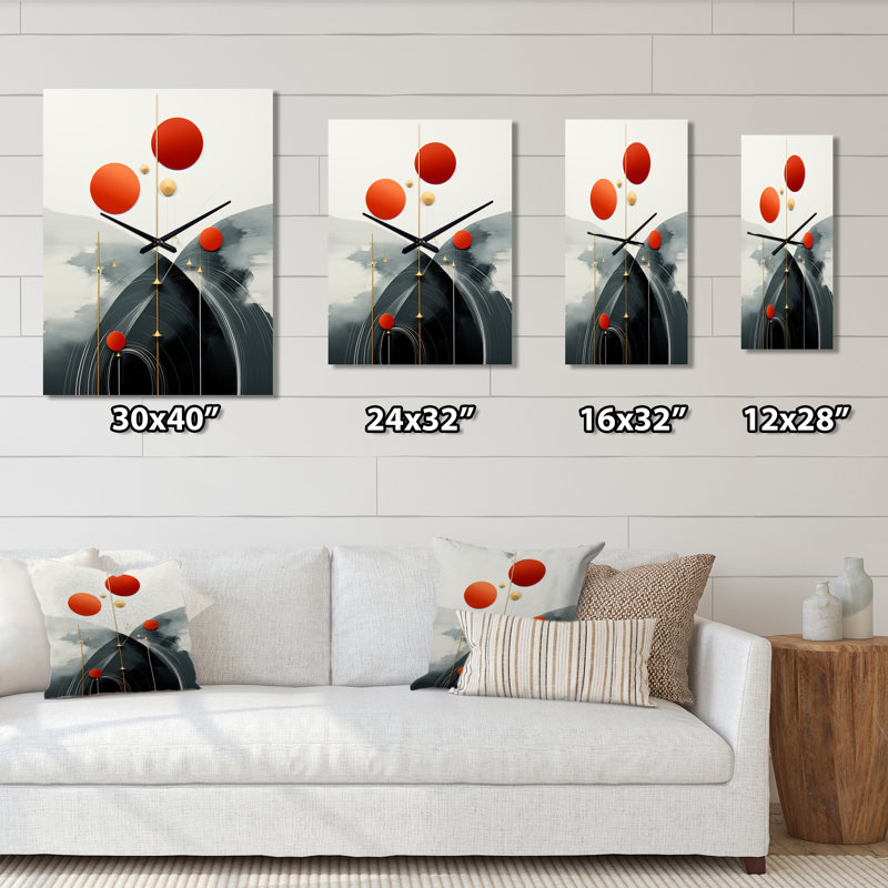 Horloge murale surdimensionnée de la lune rouge, H 32 po x l 16 po x P 1 po