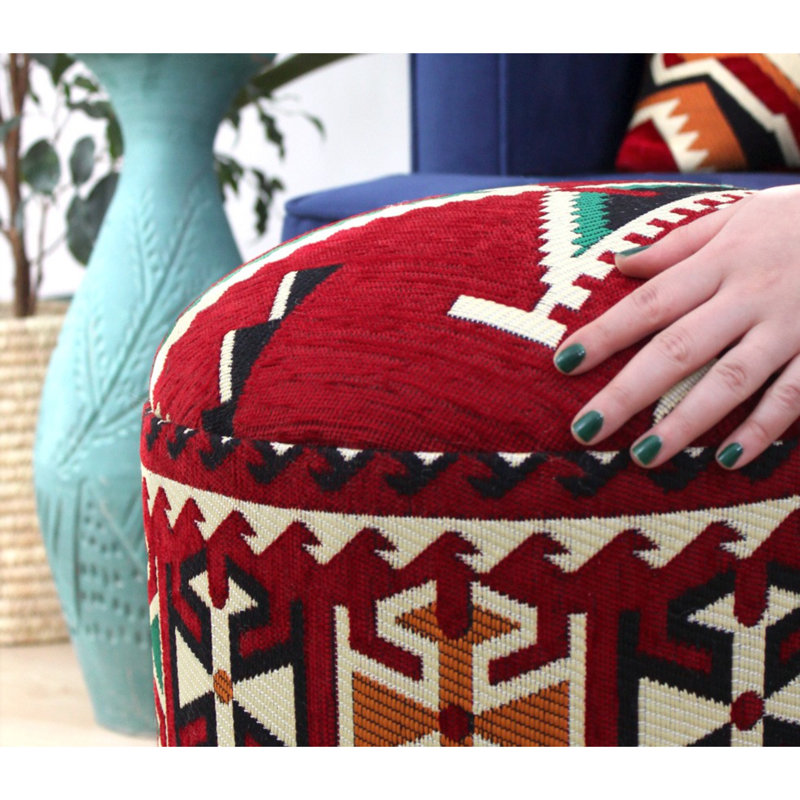 Cetronia 40cm Wide Round Geometric Pouf Ottoman