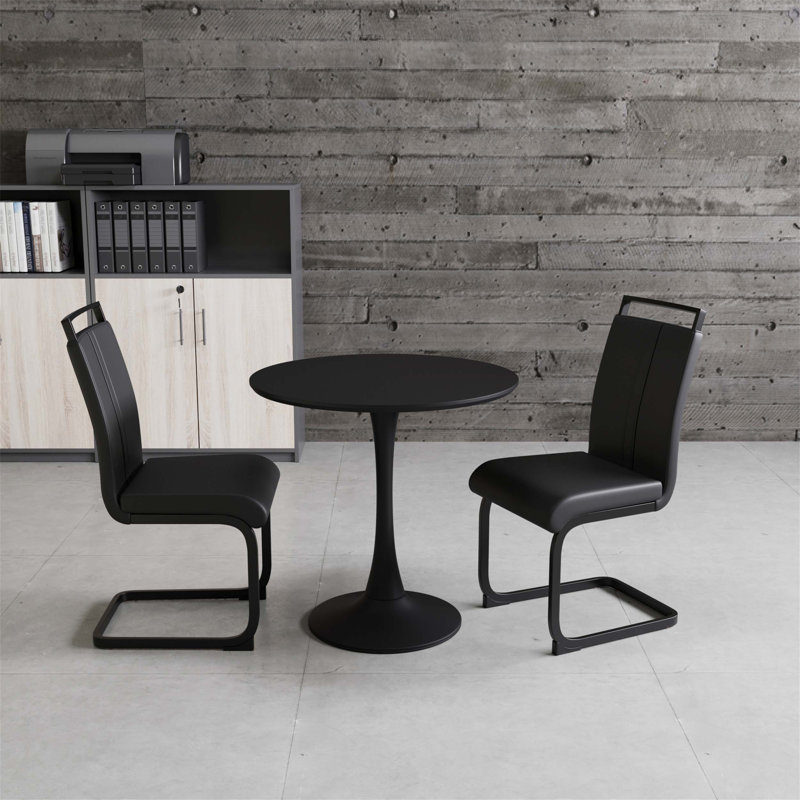 Ensemble de table de salle à manger circulaire idéal pour les petits espaces avec des chaises confortables, des matériaux durables pour les dîners de famille et les rassemblements