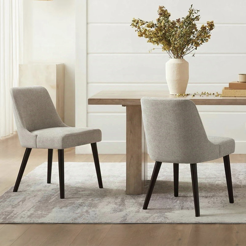 Chaise d'appoint rembourrée en bois massif Bremment, Taupe