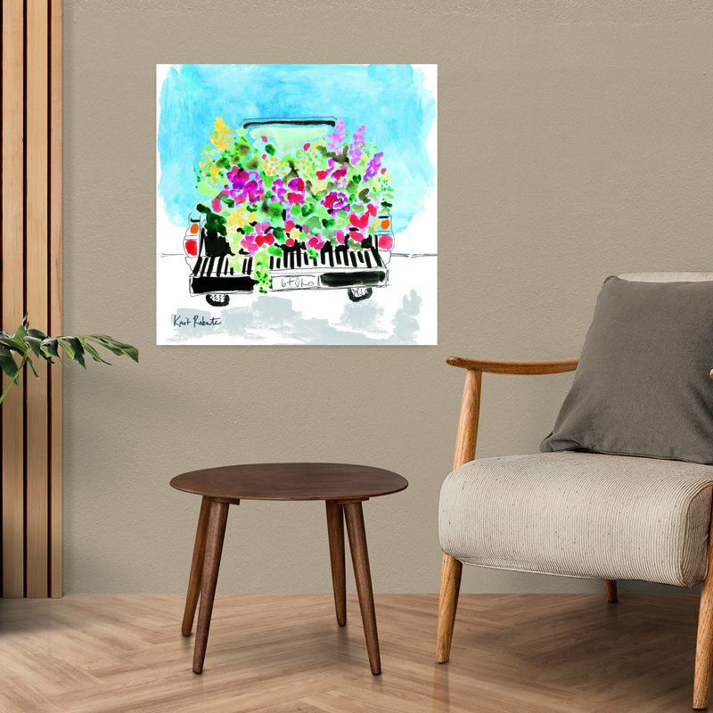 Art floral contemporain abstrait, H 24 po x l 24 po