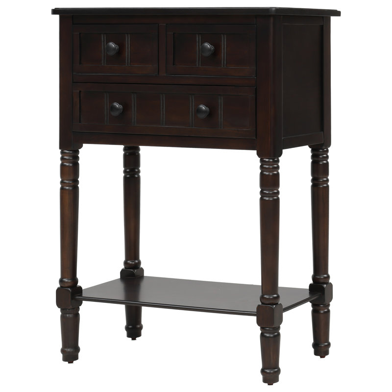 Console Skai en bois avec 3 tiroirs et tablette inférieure, Espresso