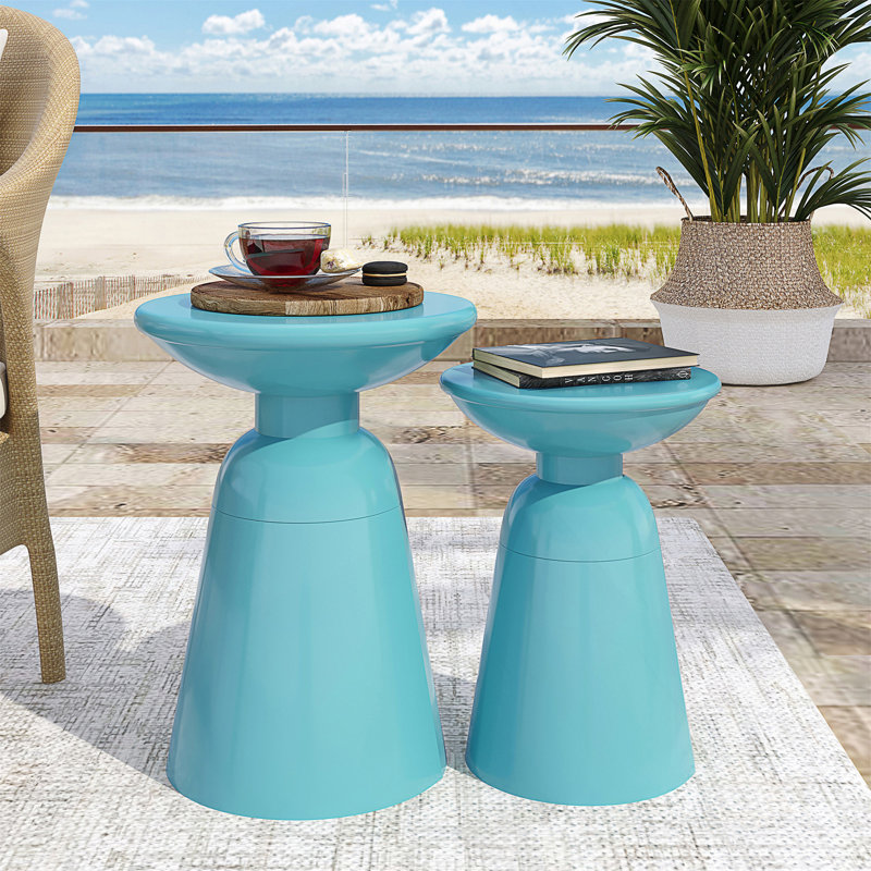 Ensemble de tables d'appoint modernes à piédestal circulaire avec cadre en fer thermolaqué durable pour une décoration intérieure élégante et stable