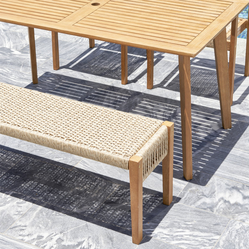 Ensemble de salle à manger 4 pièces en bois d'acacia avec chaise empilable Mauricio