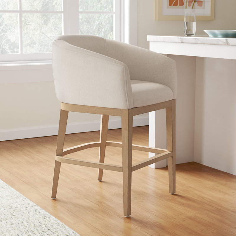 Bridgewater Upholstered Barrel Counter Stool, Natural Frame 