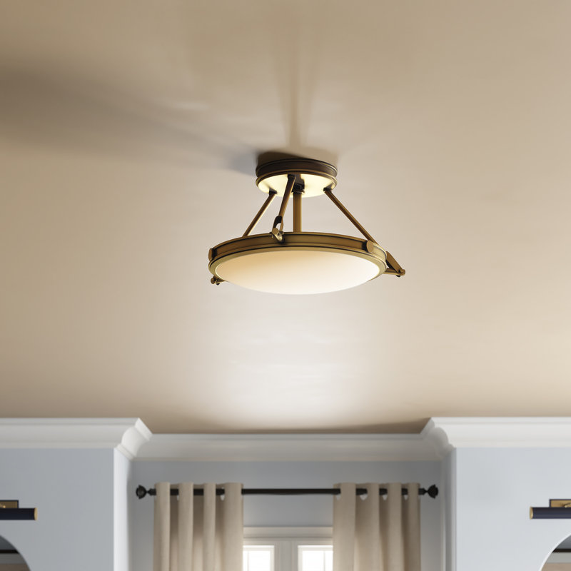 Collier Semi-Flush Mount Ceiling Light - Heritage Brass, Heritage Brass, Incandescent, 9.25"H x 15.25"W x 15.25"D