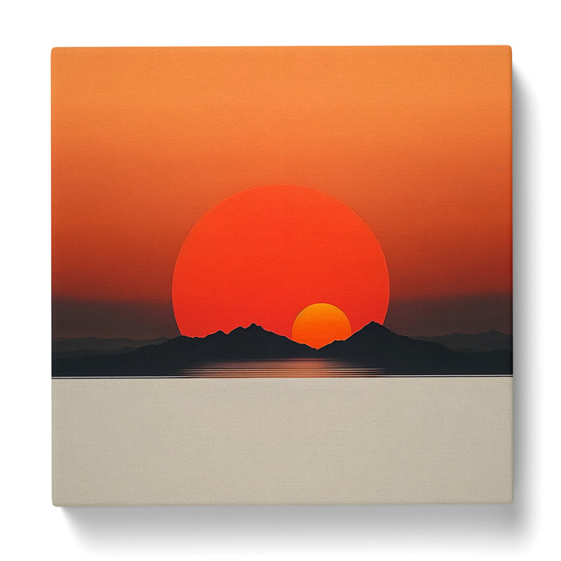 Japanese Sunset Minimalism - No Frame Print, 35cm H x 35cm W x 3cm D