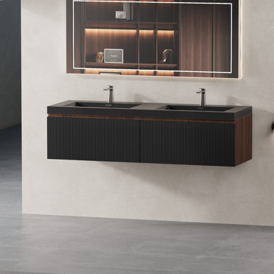 Meuble-lavabo mural avec lavabo à surface solide