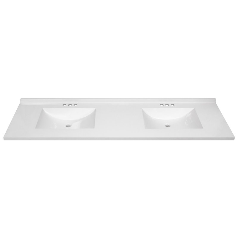 73 Inch Camilla II Modern Vanity Top Double Sink with Backsplash, Solid White