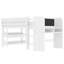 Lit mezzanine simple avec bureau, tableau noir et tiroirs multi-rangements, lit mezzanine bas en bois massif, sans sommier, blanc-809458111-809458108