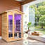 Le sauna d'extérieur KISRAIS pour 2 personnes à faible intensité électromagnétique et à infrarouge lointain résiste à la température extérieure de 4 ℉ à 104 ℉ avec lumières de chromothérapie, lampes de lecture, haut-parleurs Bluetooth | Sauna personnel à chaleur sèche intérieure / extérieure pour la maison et le gymnase - fabriqué à partir de vieux sapin canadien