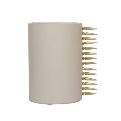 Vase de table rond en cuir Cauthen, 7 x 7 x 10