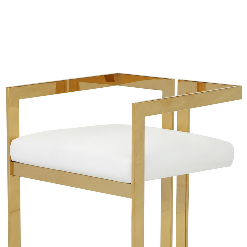 Tabouret de comptoir et de bar, Tabouret de comptoir (siège d'une hauteur de 26 p, Blanc, Gold