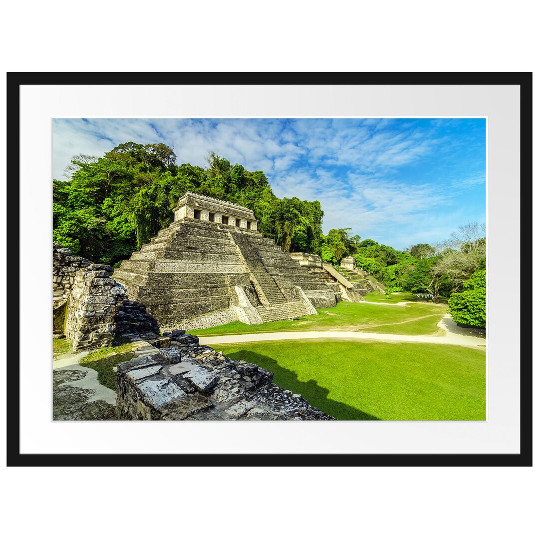 Gerahmtes Poster Maya Pyramiden aus Palenque