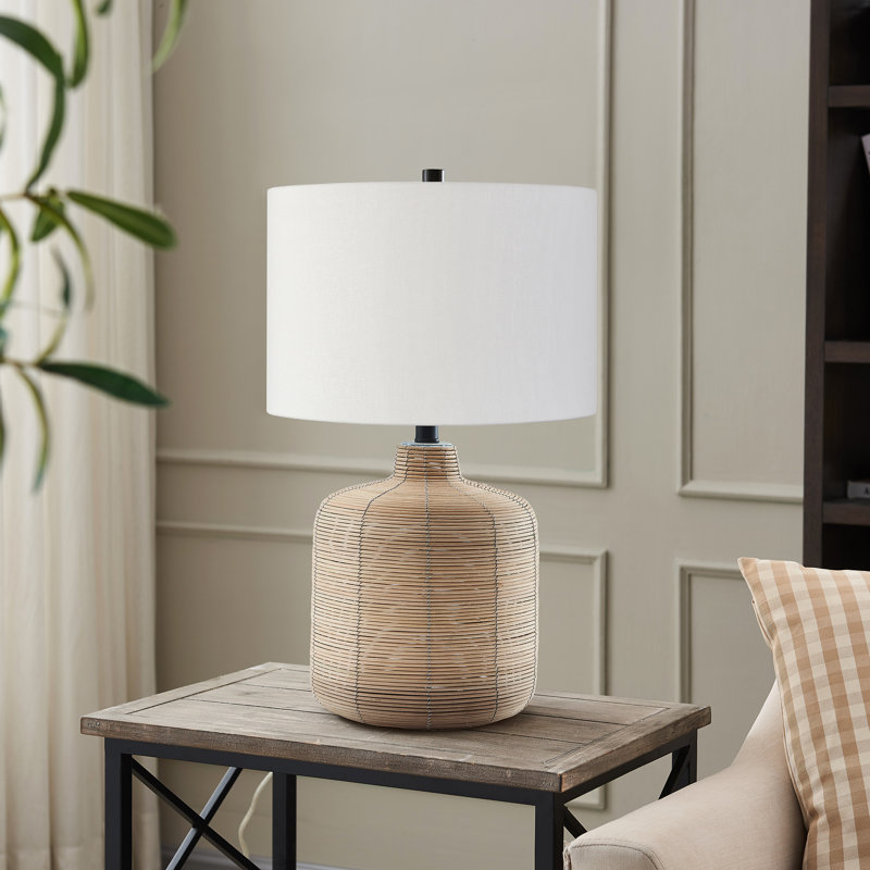 Northport Table Lamp, 20.5" H x 12.5" W x 12.5" D, Natural Rattan