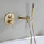 Robinet de baignoire romaine à fixation murale à poignée simple 7,3 po en laiton massif avec douche à main-67903913