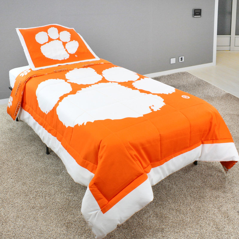 NCAA Sateen Comforter, Twin Comforter + 1 Standard Sham, Clemson