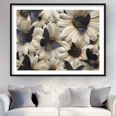 Imprimé mat gris foncé avec papillons foncés | Décoration intérieure