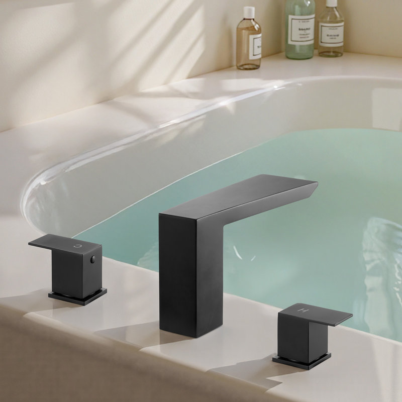 Ensemble de robinets de baignoire romaine avec 2 poignées noir mat