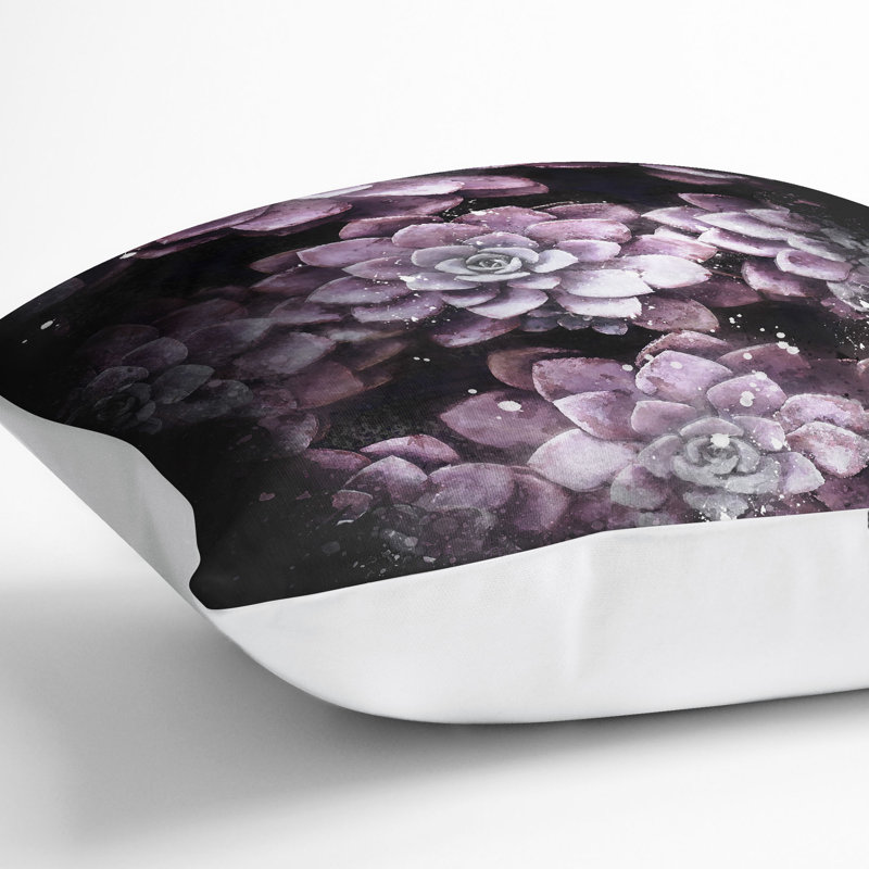 Pretty Succulent Plants Cushion with Filling, White, 55cm H x 55cm W x 20cm D