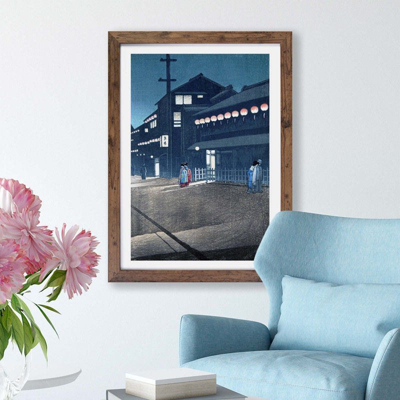 Evening by Hasui Kawase - Framed Print, Walnut, 33cm H x 45cm W x 2cm D