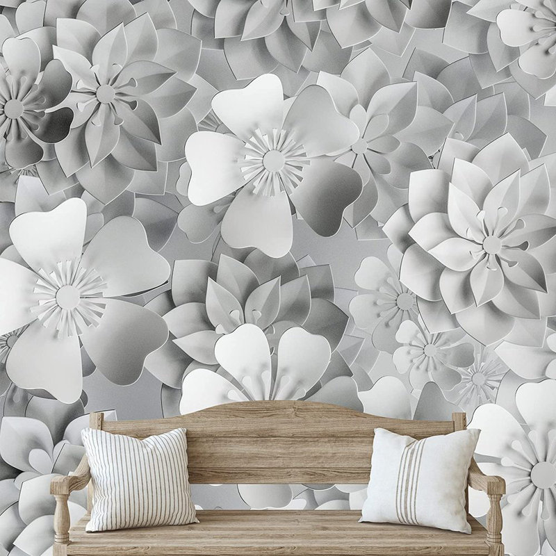 Murale fleurs bicolores, L 144 po x l 100 po