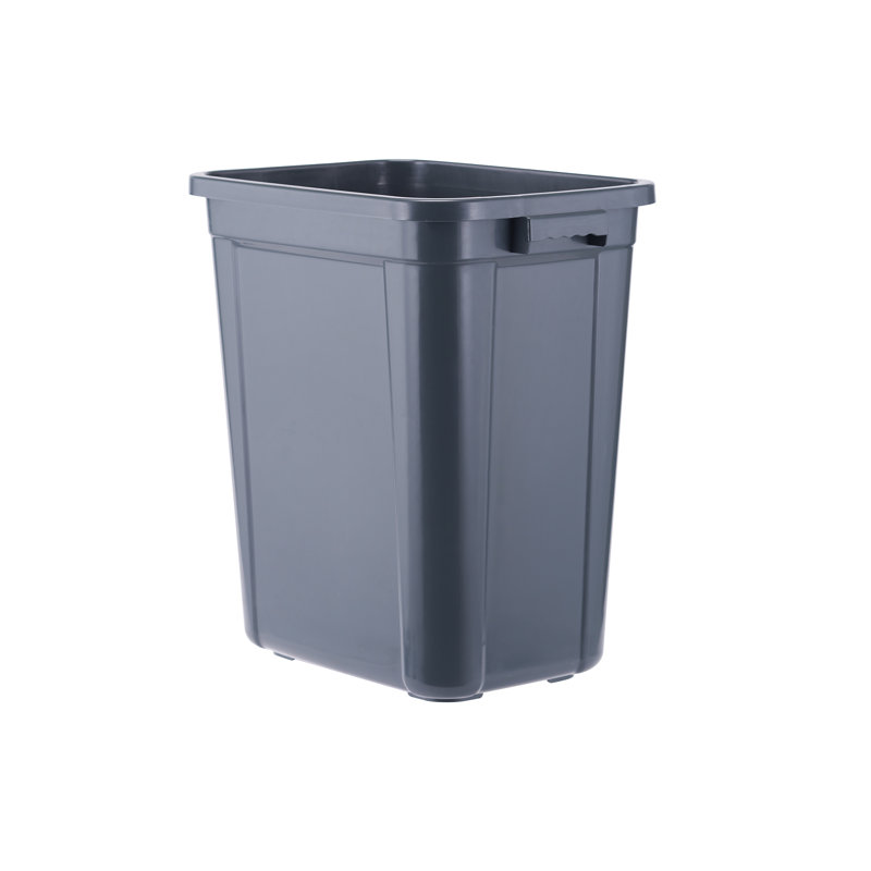 Black Plastic Pull-Out Trash Can with Metal Frame