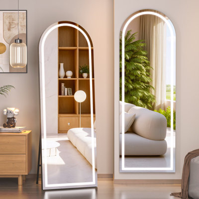 Modern & Contemporary Lighted  Arch Full Length Mirror with Temepered Glass & 3 Years Warranty