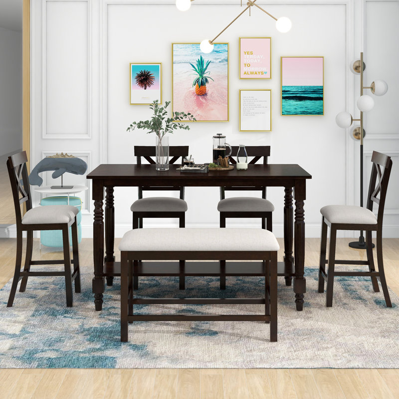 Maci-Lea Four Leg Dining Set, Espresso