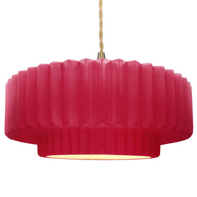 Gela 1 - Light Drum Pendant - Beige Twist Cord - Integrated LED