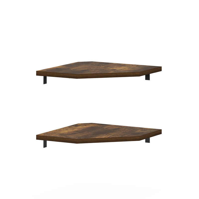 Presciliano 2 Piece Hexagon Bracket Shelf, Amber Pine