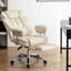 Chaise de bureau ergonomique inclinable avec repose-pieds - Cuir beige pour les grands espaces de travail