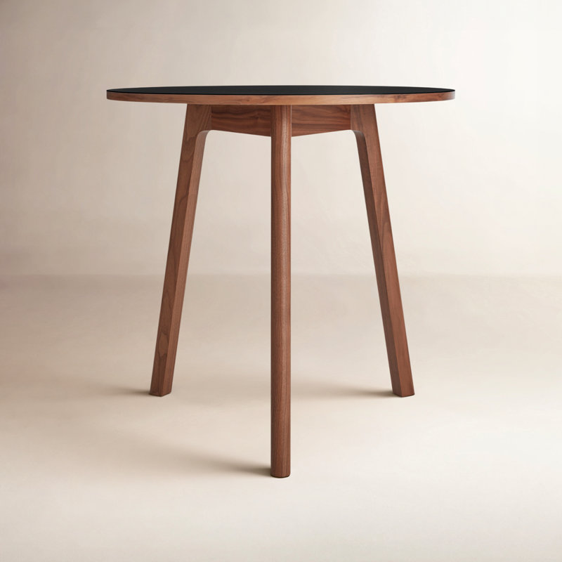 Apt Café Round Dining Table, 30" W x 30" L, Black, Walnut