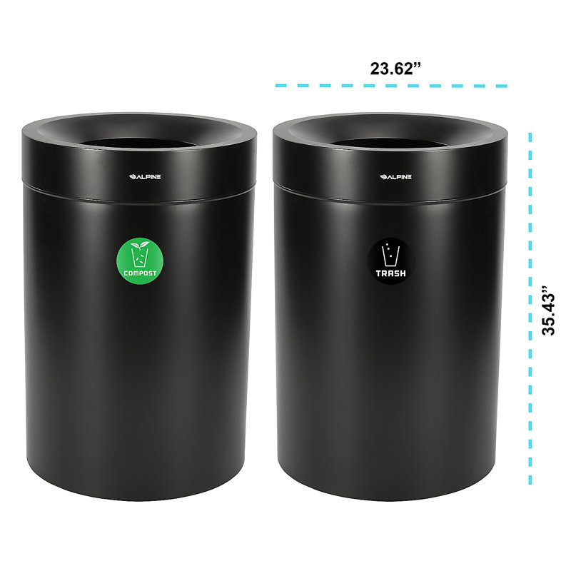 Poubelle à compost et poubelle en acier inoxydable 50 gallons, Noir