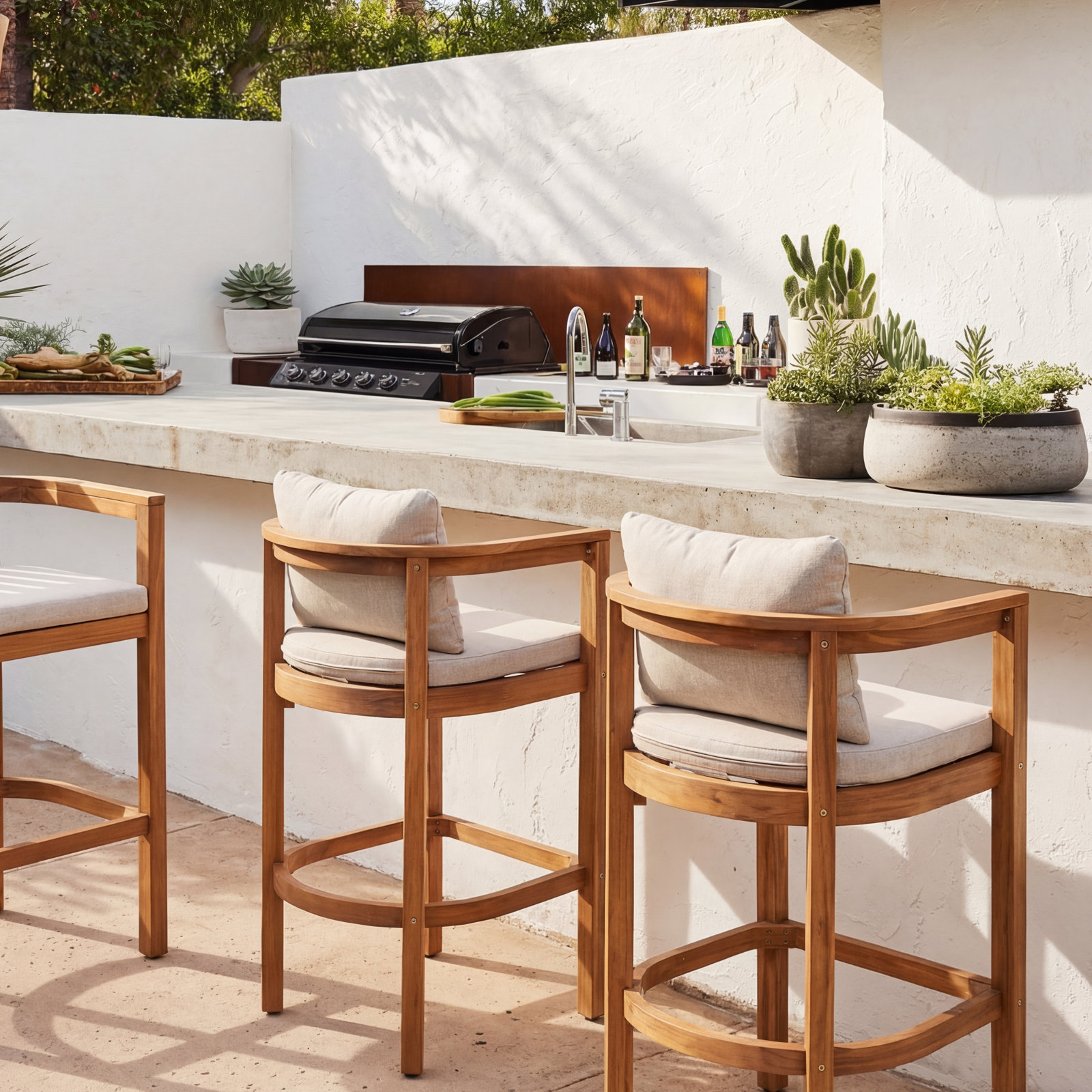 Acacia Patio Bar Stool, Teak