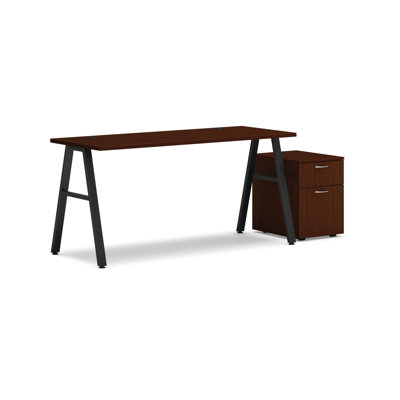 Bureau modulaire à pieds en A avec rangement mobile