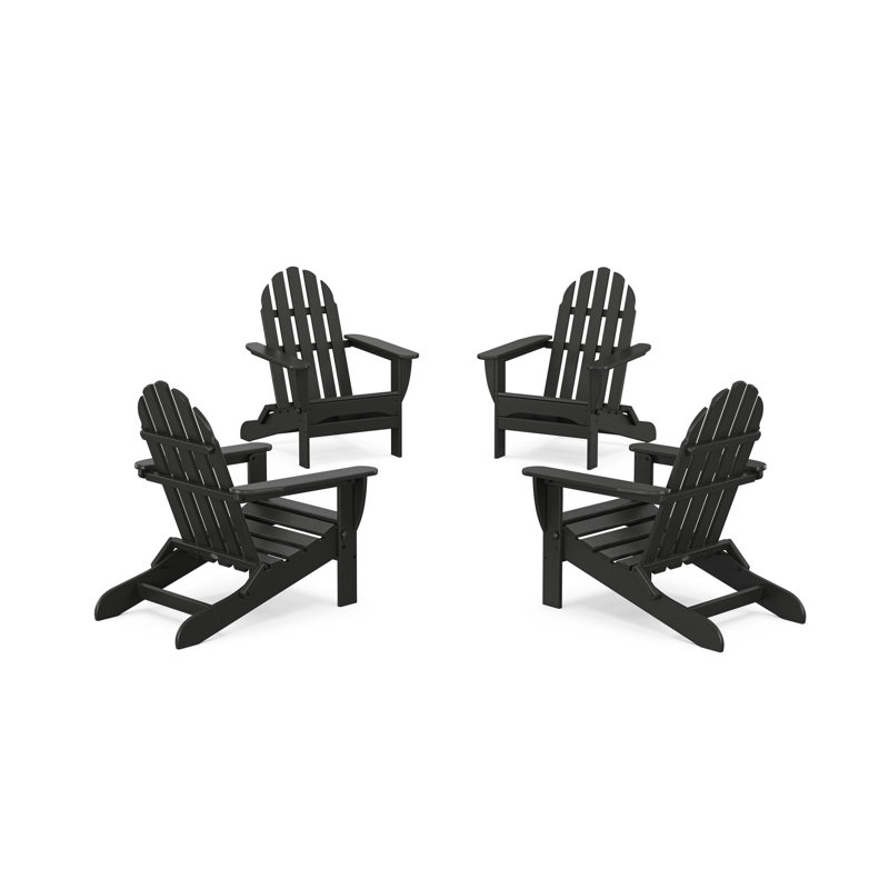 4-Piece Classic Folding Adirondack Conversation Set, Black