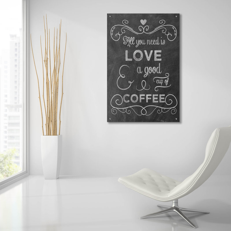 «Love Coffee» par Erin Clark, art mural en verre acrylique, H 36 po x l 24 po x P 0,2 po
