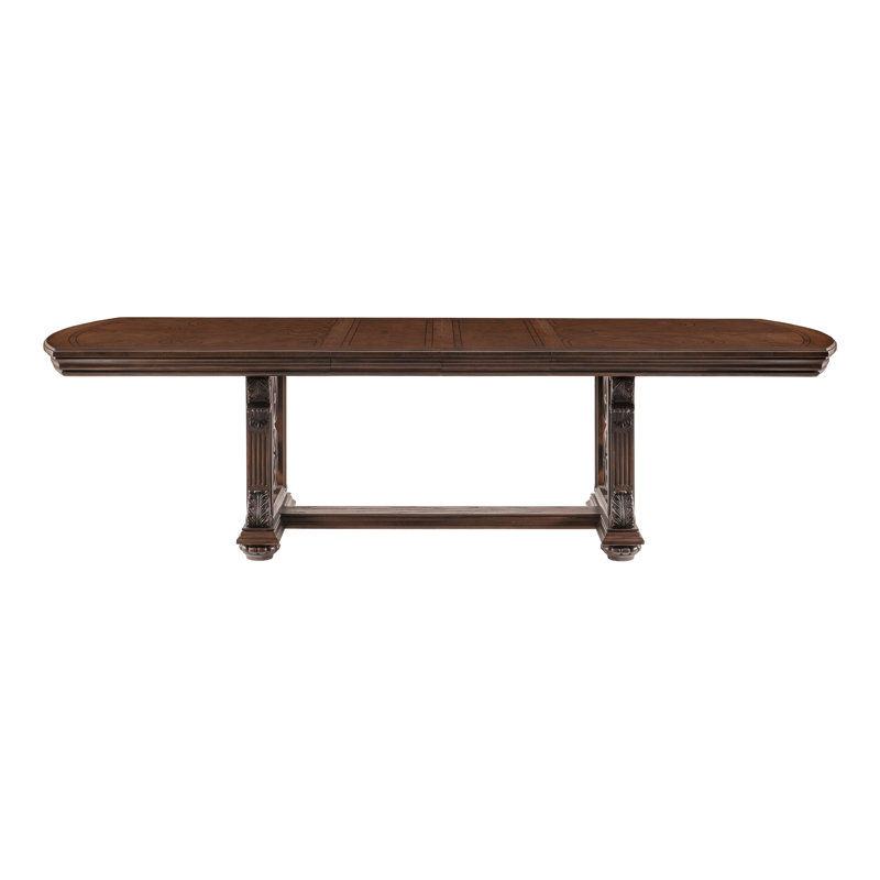 Traditional Dark Oak Extendable Dining Table with Separate Leaf - Seats 8