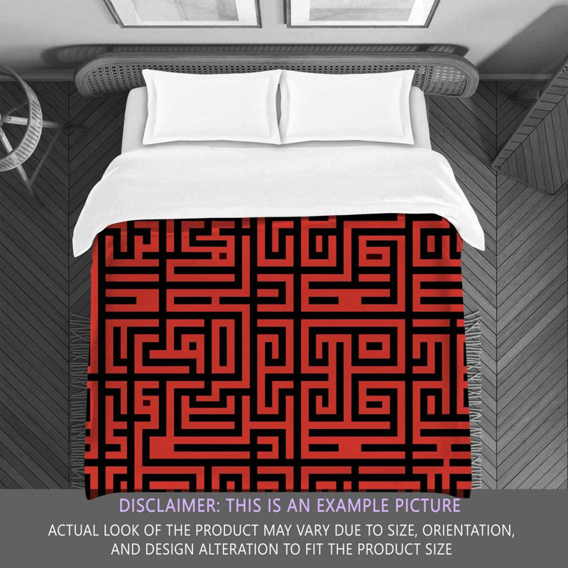 Machine Printed Comforter, Twin Comforter, Black/Red Geometric
