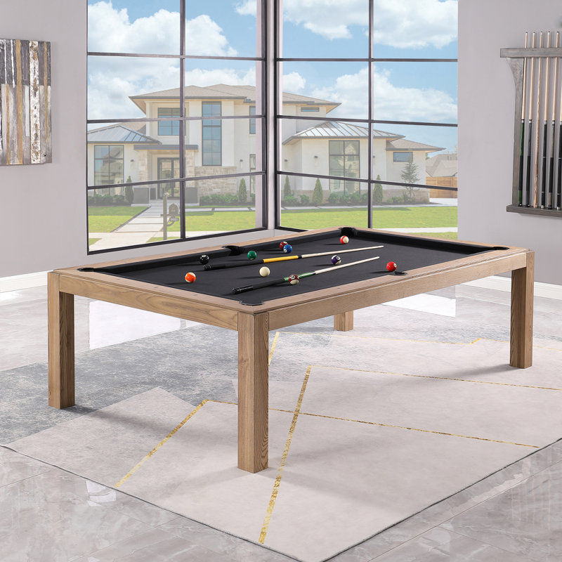 Olivia Slate Pool Table with Dining Top, Black, 8 ft, Vintage Ash