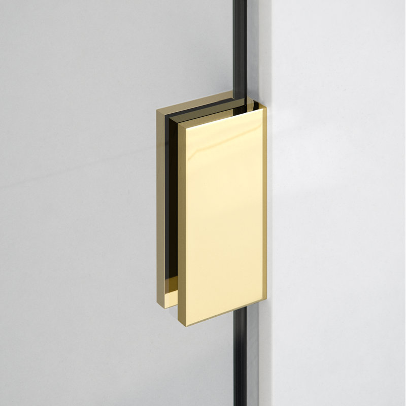 Umbra 47.75 in. x 78 in. Fully Frameless Wall Hinge Towel Bar Shower Door, Polished Brass