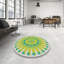 Laine tissée à la main et polyester gris/vert/jaune Tapis décoratif-128536156