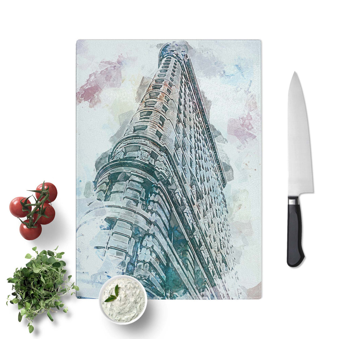 Tempered Glass The Flatiron Building in New York in Abstract Cutting Board