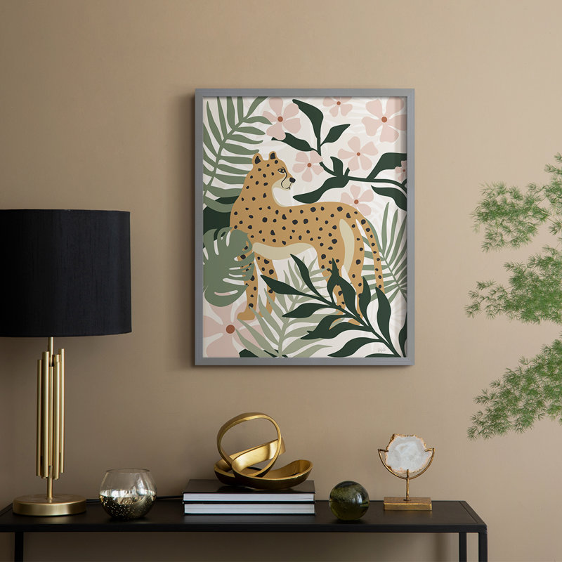 «Jungle Cat I», reproduction encadrée - bois massif, Gris, H 15 po x l 12 po