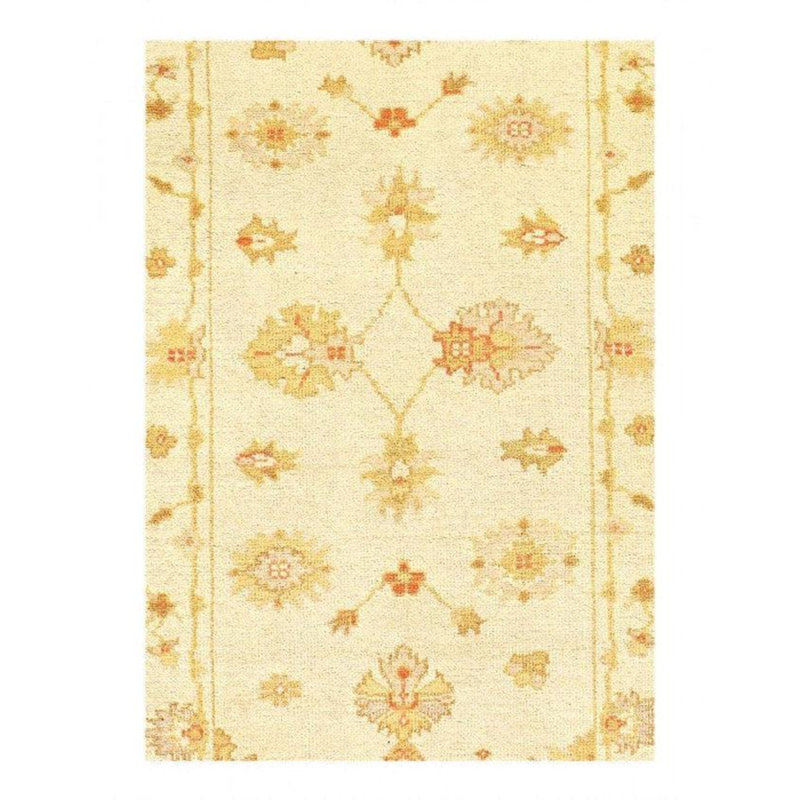 Tapis de couloir ivoire / beige en laine noué à la main 2 pi 8 po x 9 pi 7 po Damask