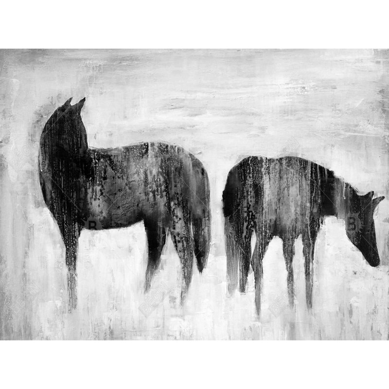 Polyester Sateen Duvet Cover, Twin Duvet, White Horses Silhouettes In The Mist